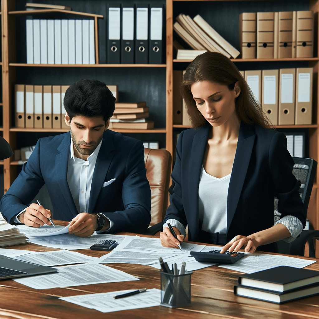man and woman going over financial paperwork