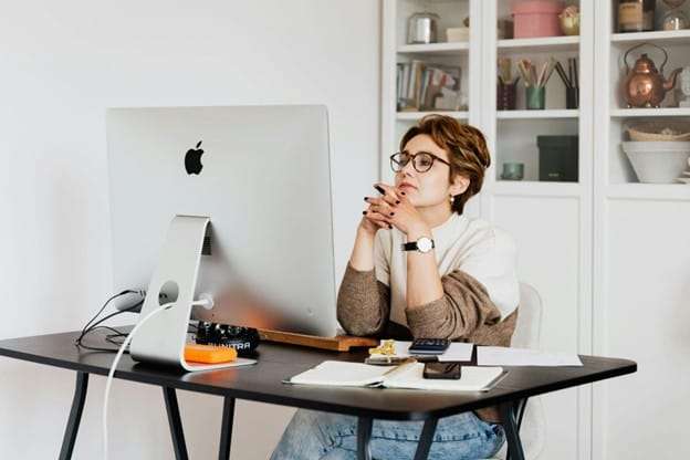 woman working at desk