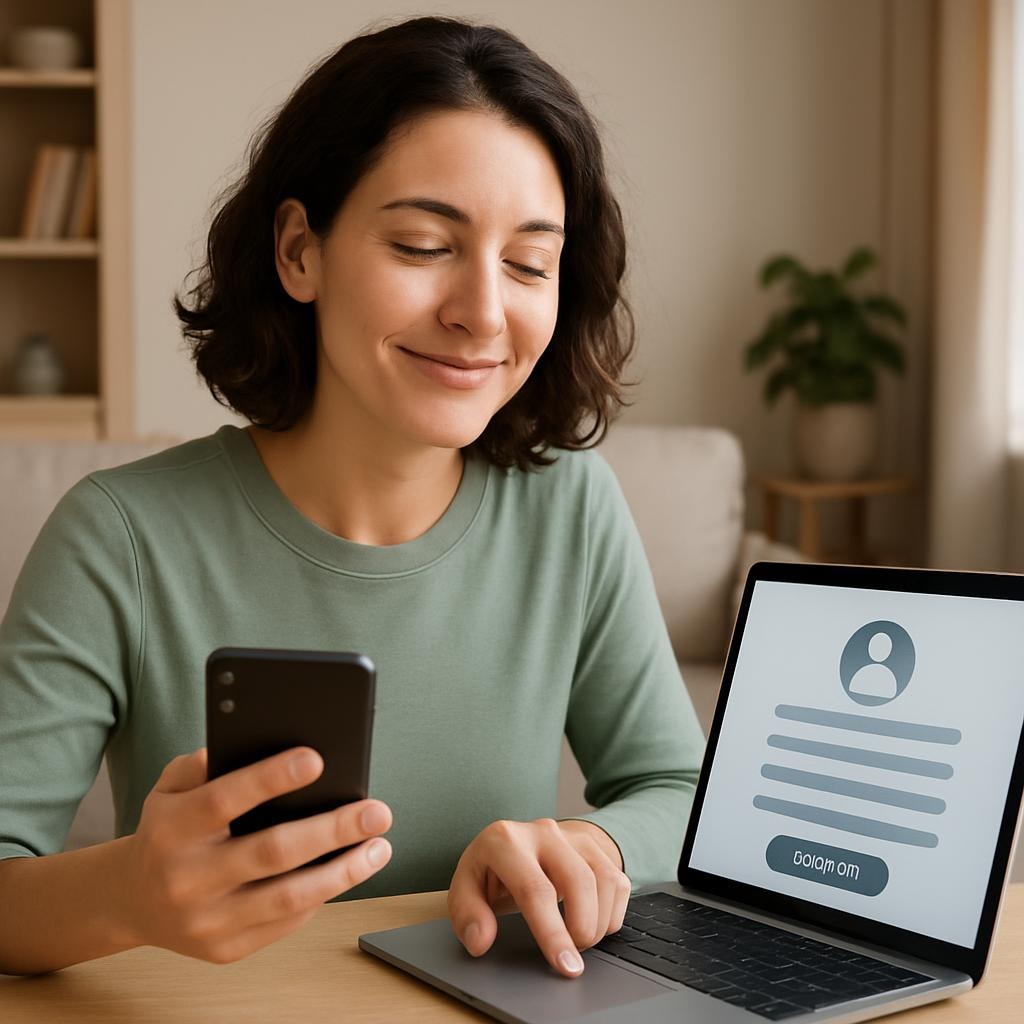 stree free person doing something on phone and laptop