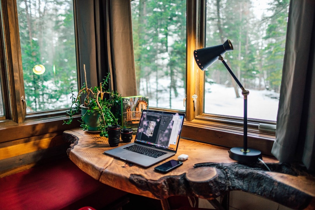 home office workspace with a view